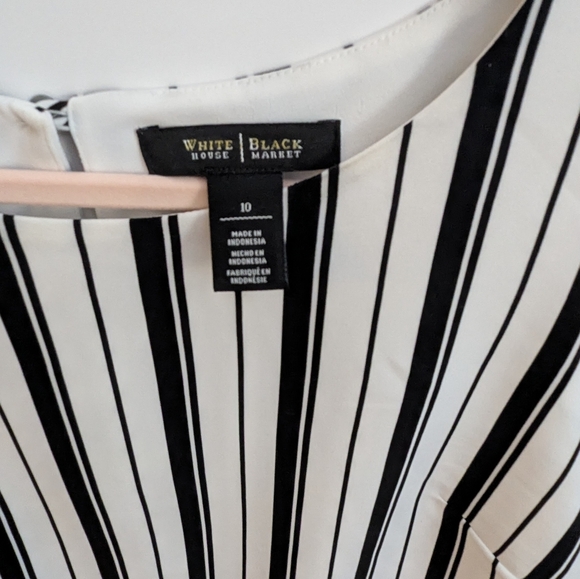 WHBM Black White Stripe Sleeveless Asymmetric Dressy Career Tank Top Womens 10 - Picture 10 of 10